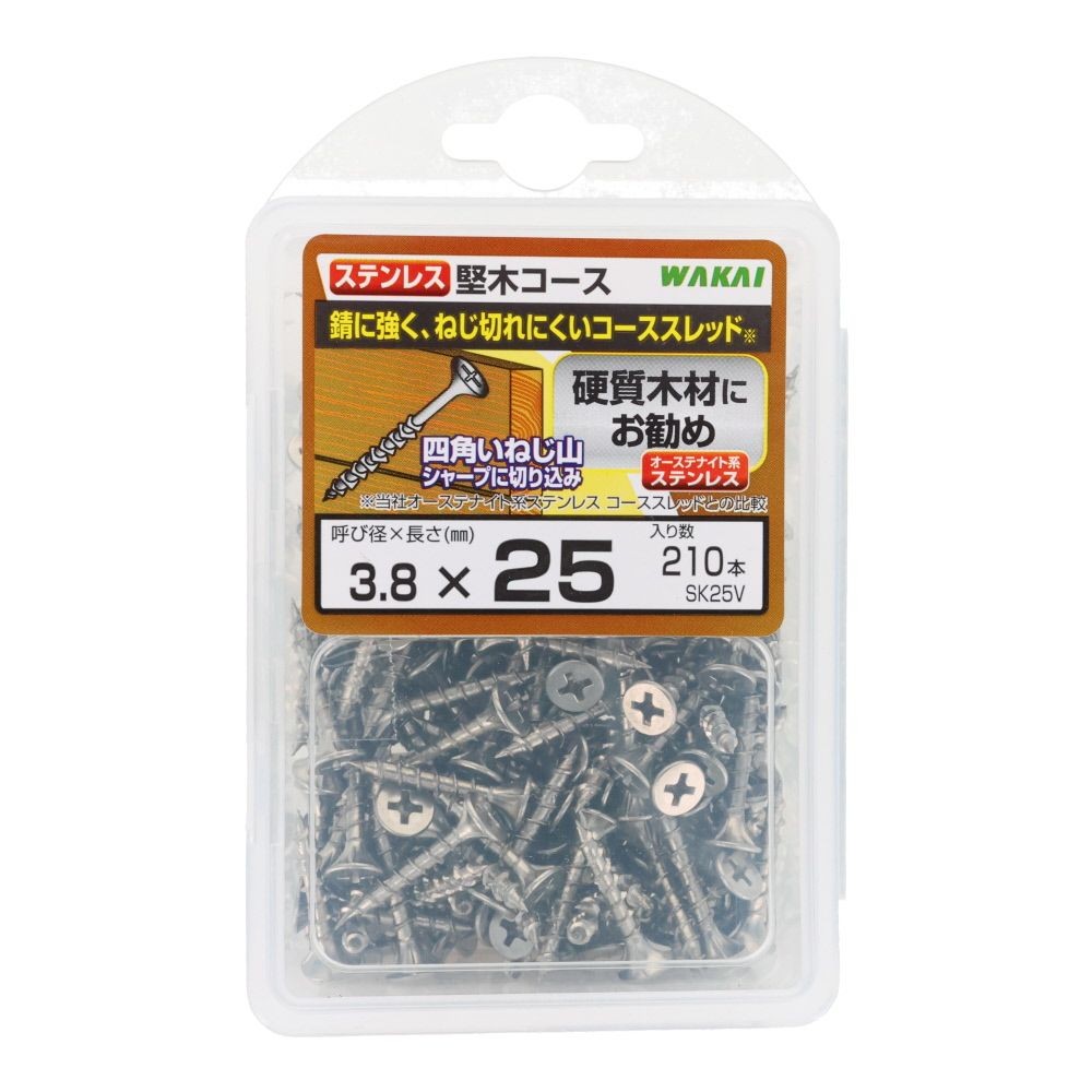 ＷＡＫＡＩ　堅木コース　バリューパック　３．８&times;２５, ビス, 210本入り