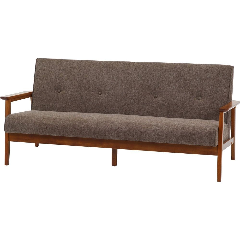 不二貿易 厚手ファブリックソファ　ミート　３Ｐ　ＢＲ【メーカー直送・代引不可】, ブラウン, 幅1660mm&times;奥行720mm&times;高さ700mm