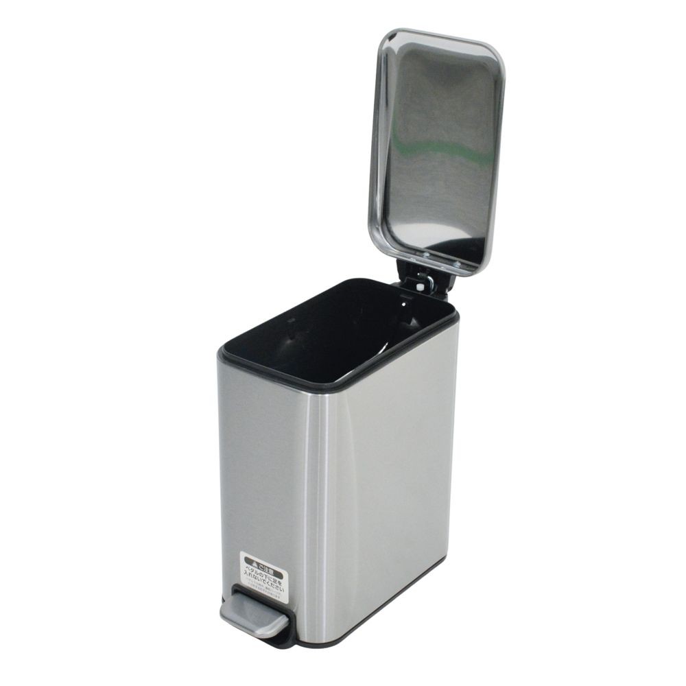 ステンレスペダルペール スリム型, シルバー, 5.0L