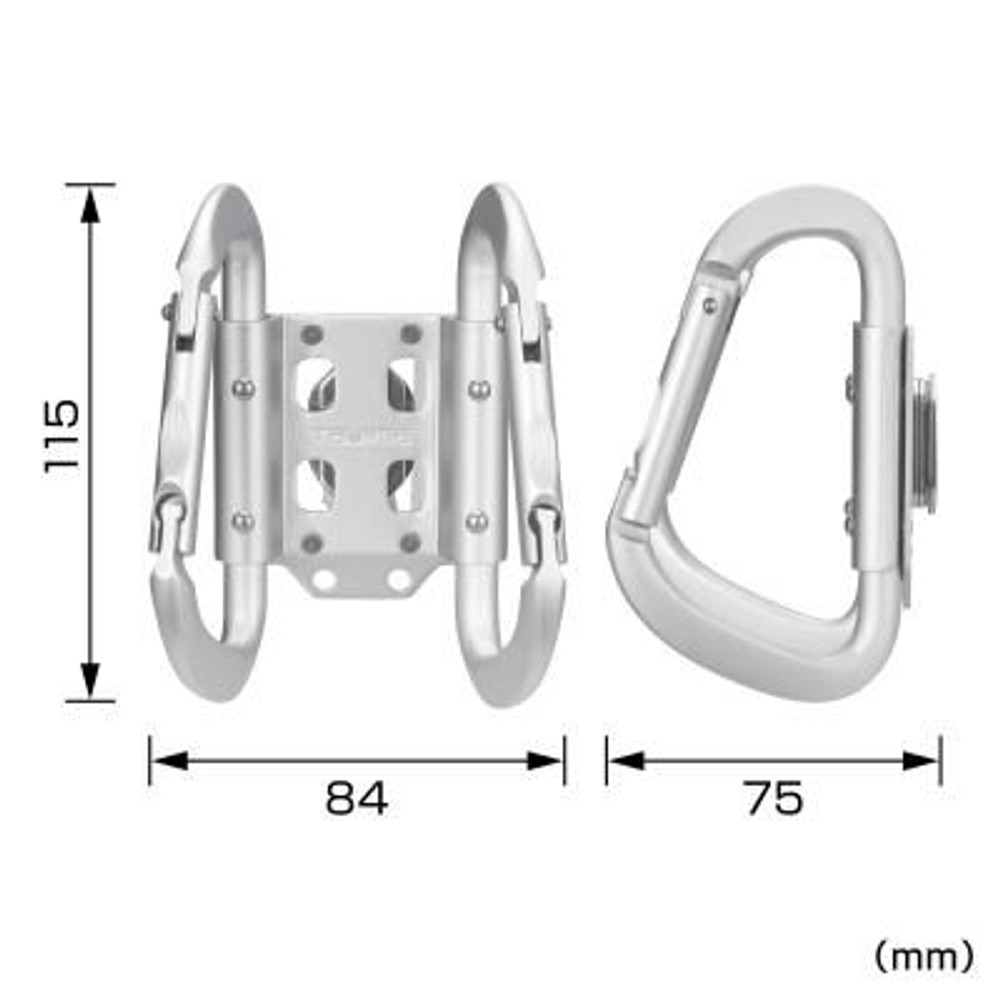 TAJIMA（タジマ）　セフ工具ホルダーアルミ カラビナ大 ダブル（セフ別売）　SFKHA-CLW, シルバー, カラビナ大 ダブル
