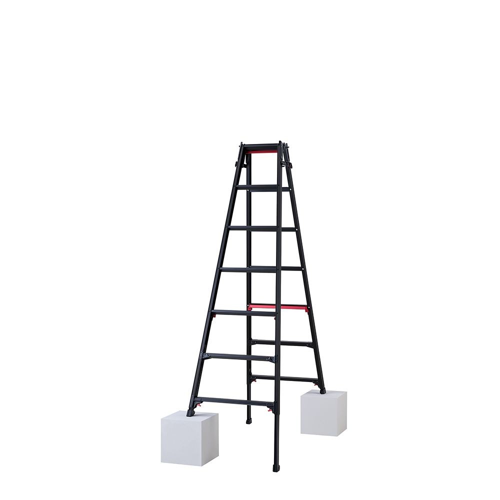 【法人限定】長谷川工業 はしご兼用伸縮脚立上部操作タイプ シャガマンブラック ＲＹＲＢー２１, ブラック, RYRB-21