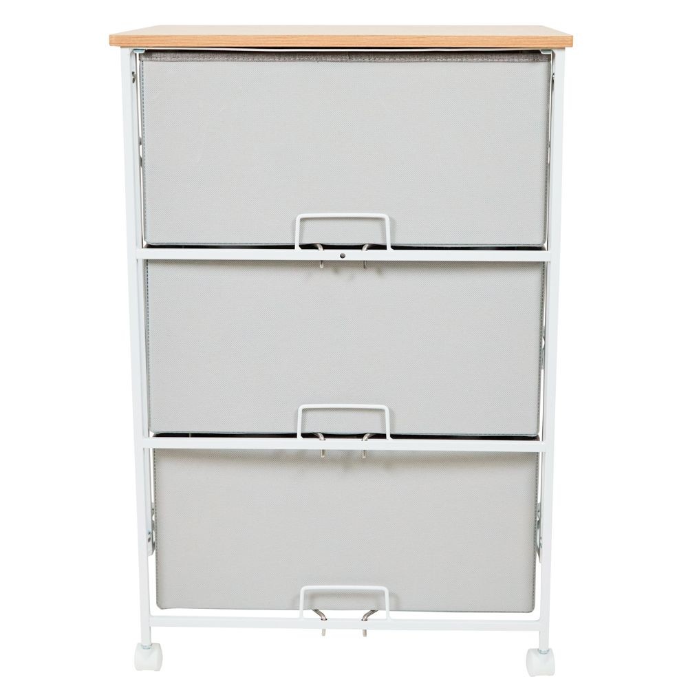 組立簡単ファブリックチェスト４８幅３段, ブラウン, 3段