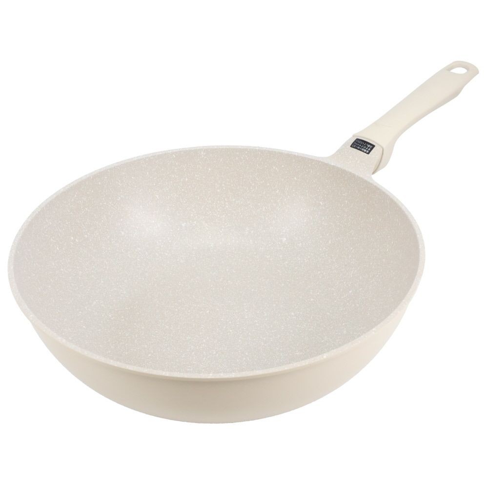 ウィザ WIZ'A　汚れが落としやすい軽量ＩＨいため鍋, クリーム(24), 24cm