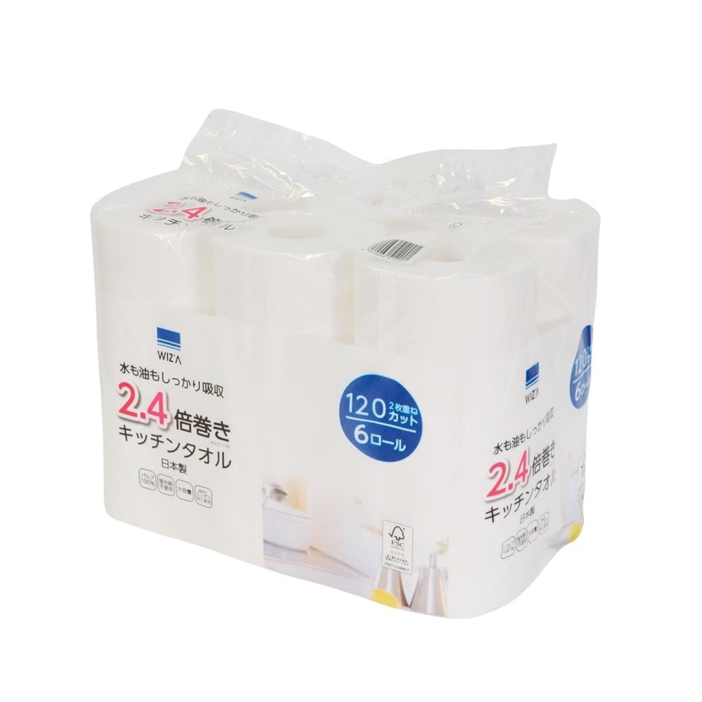 ウィザ WIZ'A キッチンタオル２．４倍巻６ロール, 2.4倍巻, 6ロール