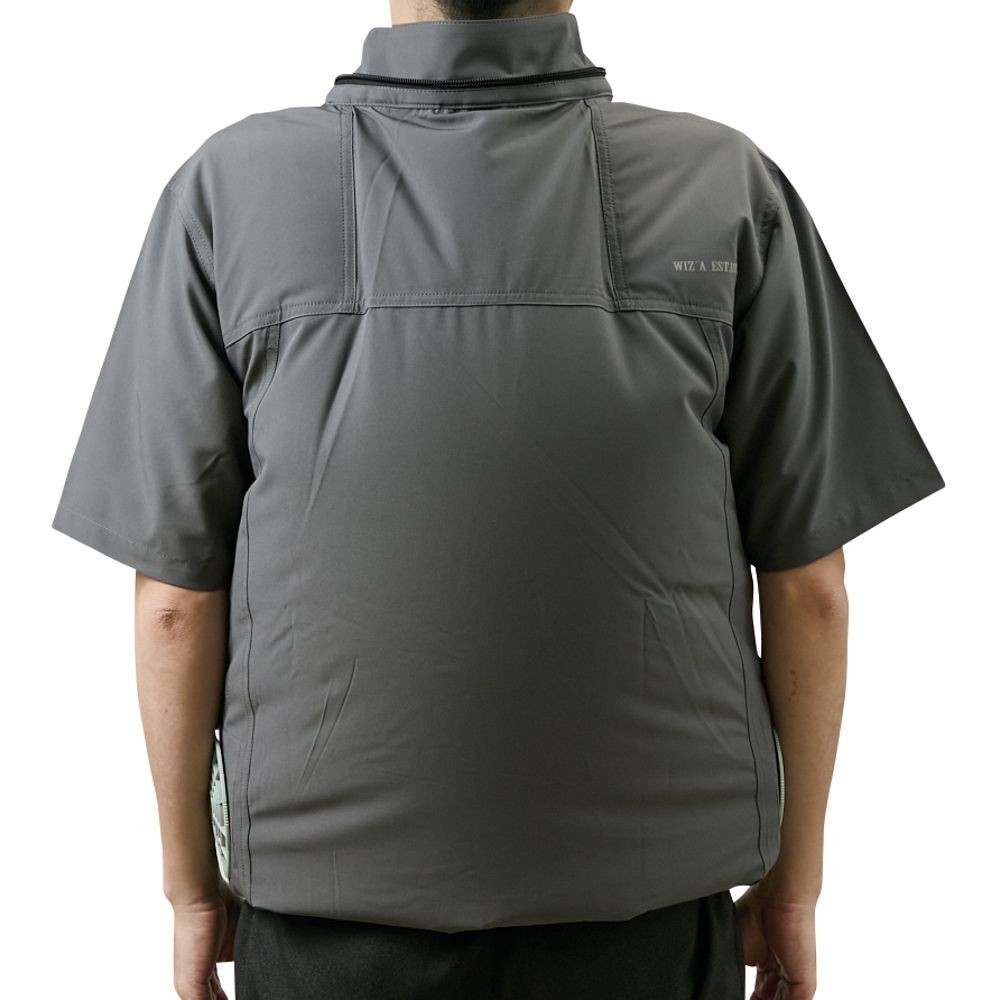 【2025年モデル】ウイザ WIZ'A サイドファン空調ウェアＰＲＯ　半袖　チャコールグレー, チャコールグレー, Mサイズ