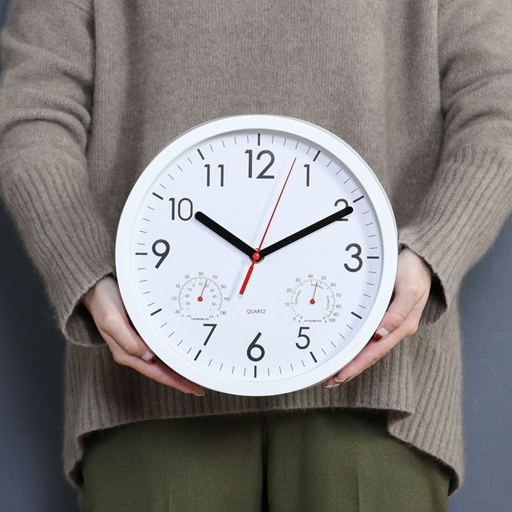 掛時計　温湿度計付　アーバン, ホワイト, 25cm