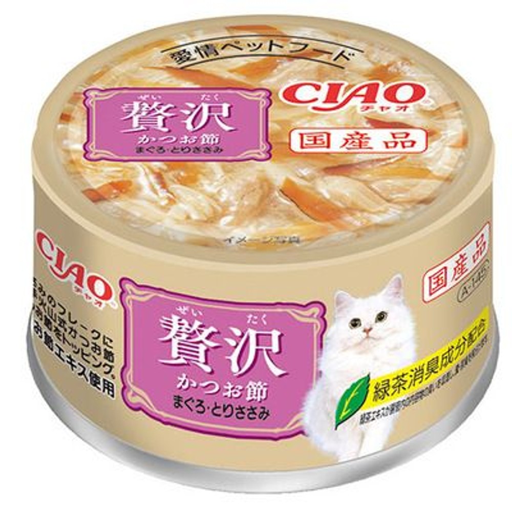 いなば　チャオ贅沢かつお節・まぐろ・とりささみ 80ｇ, かつお節, 80g