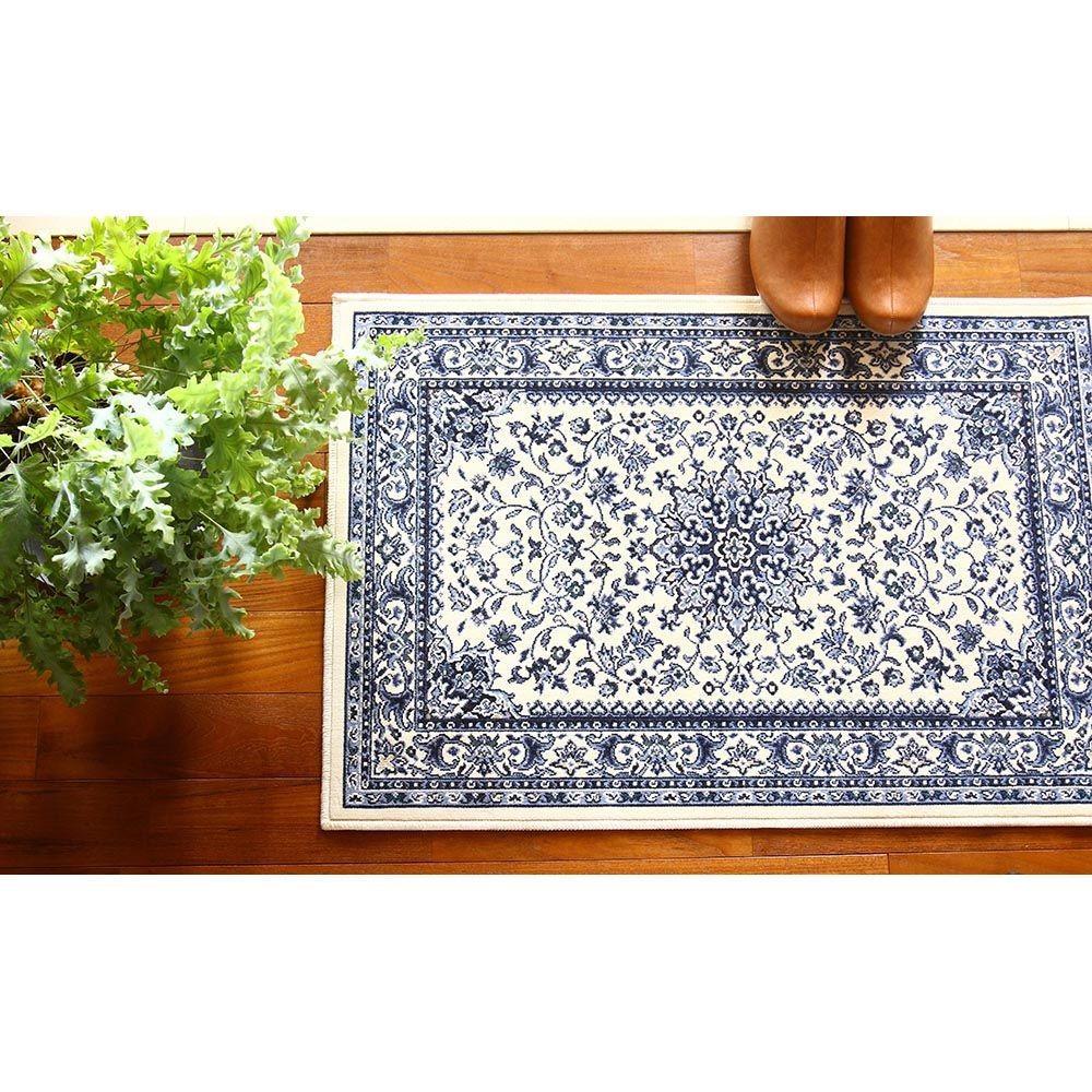 洗える・すべりにくい・抗菌防臭・床暖房対応 60&times;90cm 国産モケットマット SNM ブルー, ブルー, 60&times;90cm