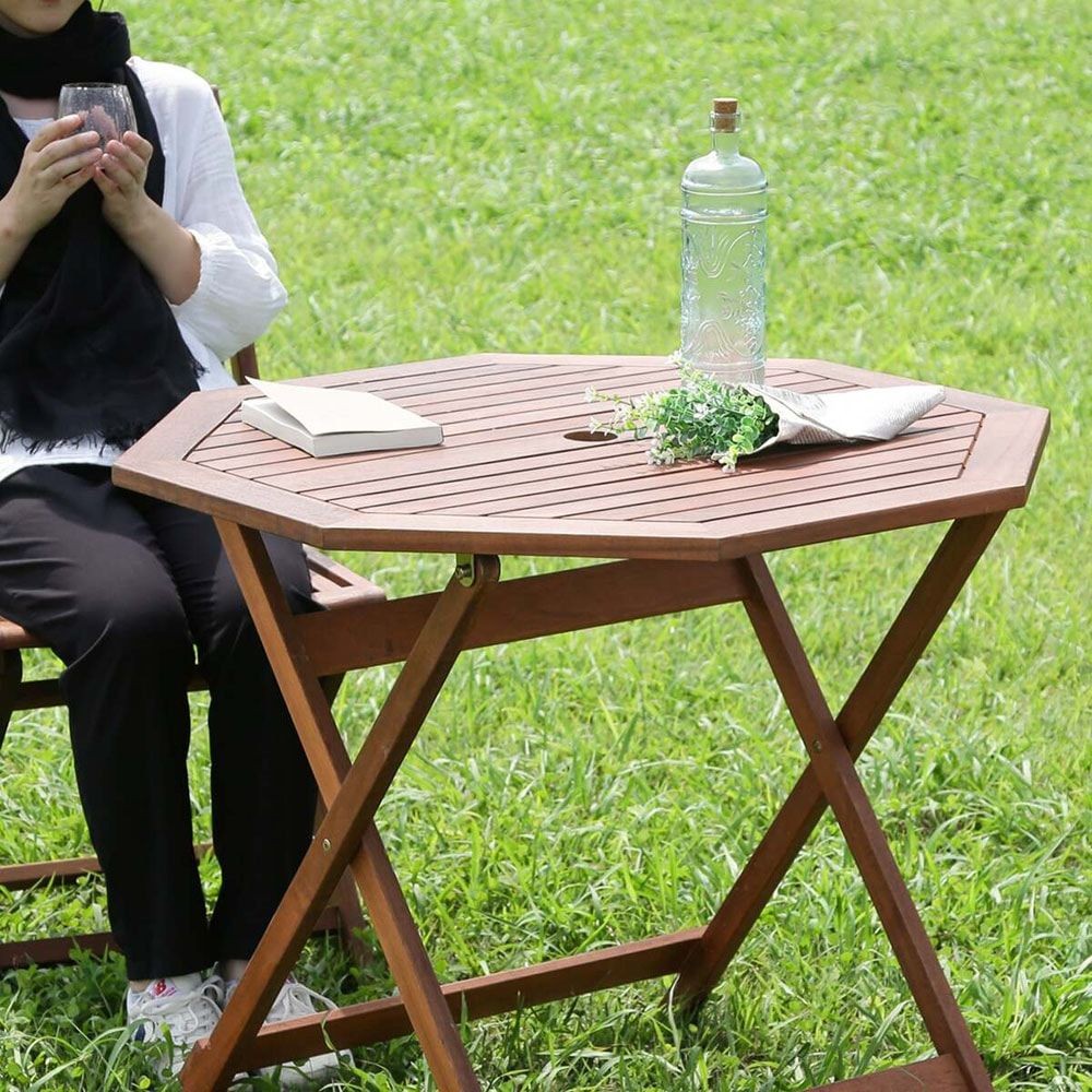 八角テーブル　90ｃｍ　＃ＧＴ04ＦＢ【メーカー直送・代引不可】, ブラウン, 90cm