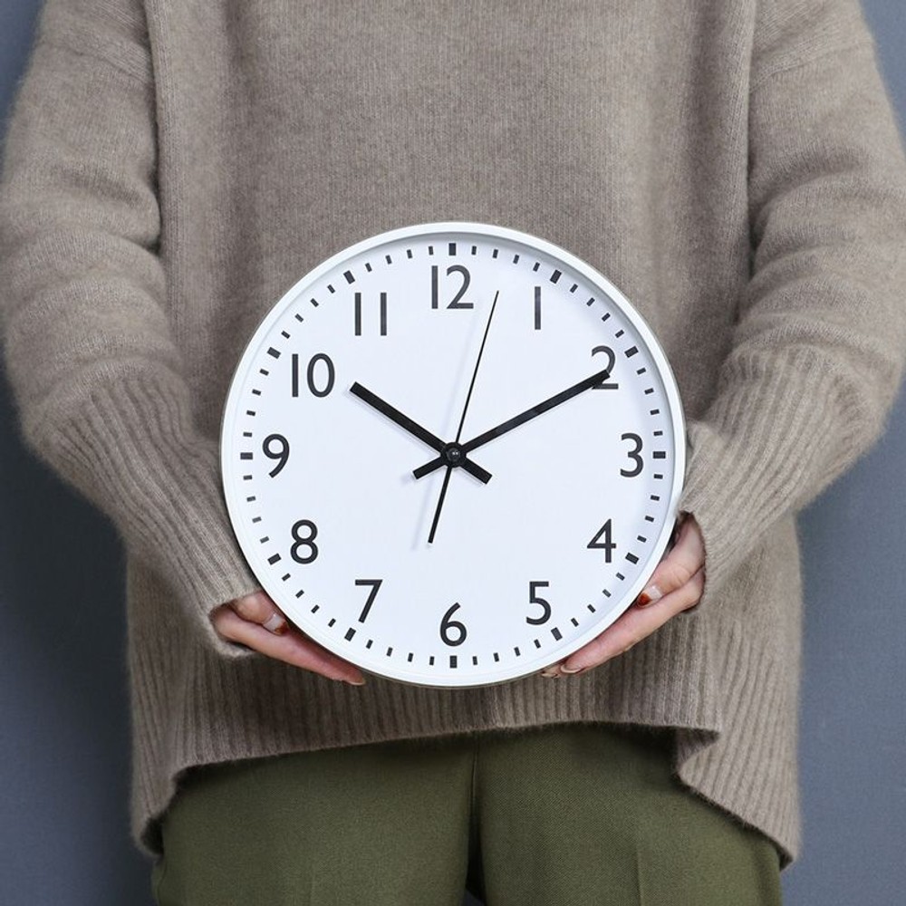静音式掛時計シンプル, ブラック, 25cm