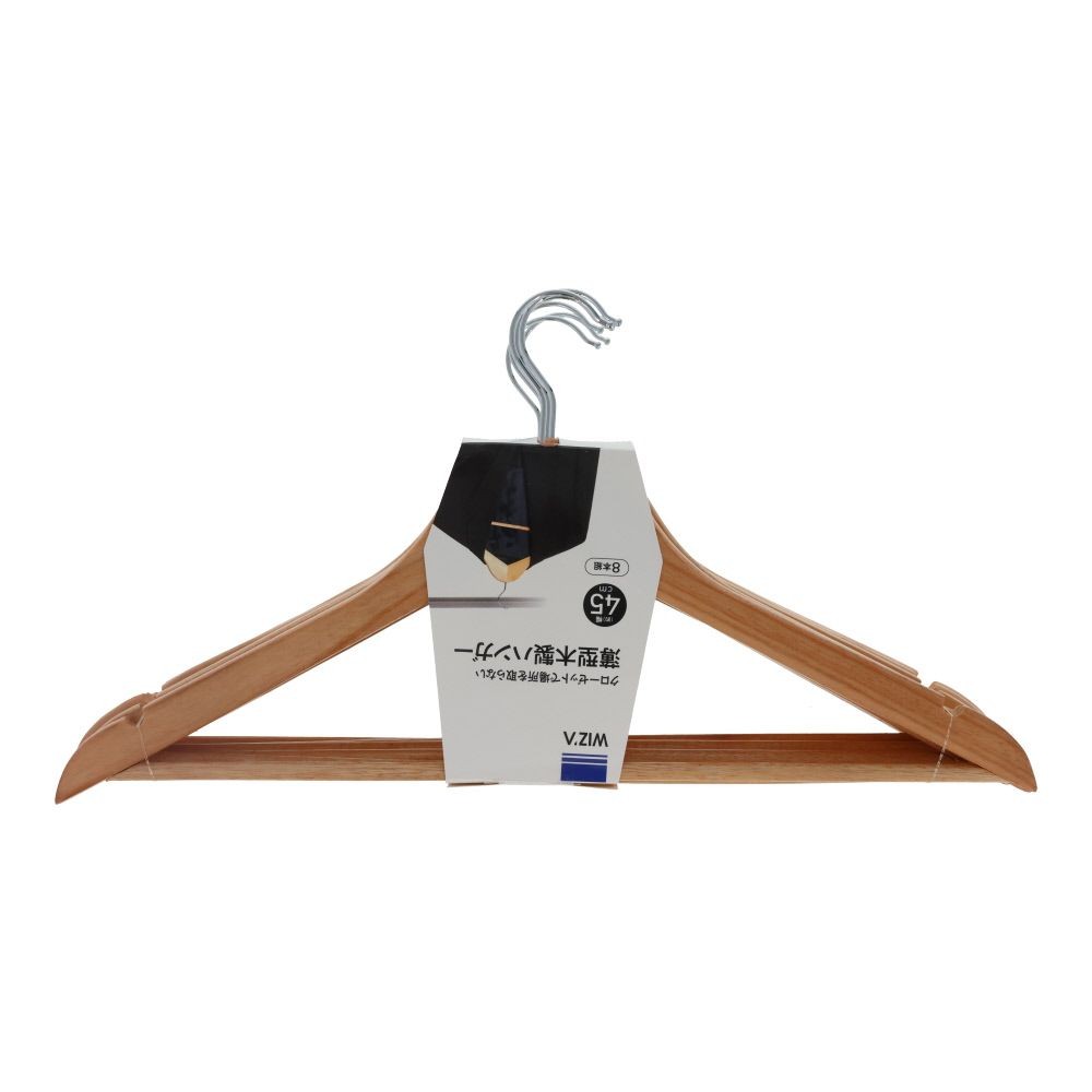 クローゼットで場所を取らない薄型木製ハンガー8本組, 木製, 8本組