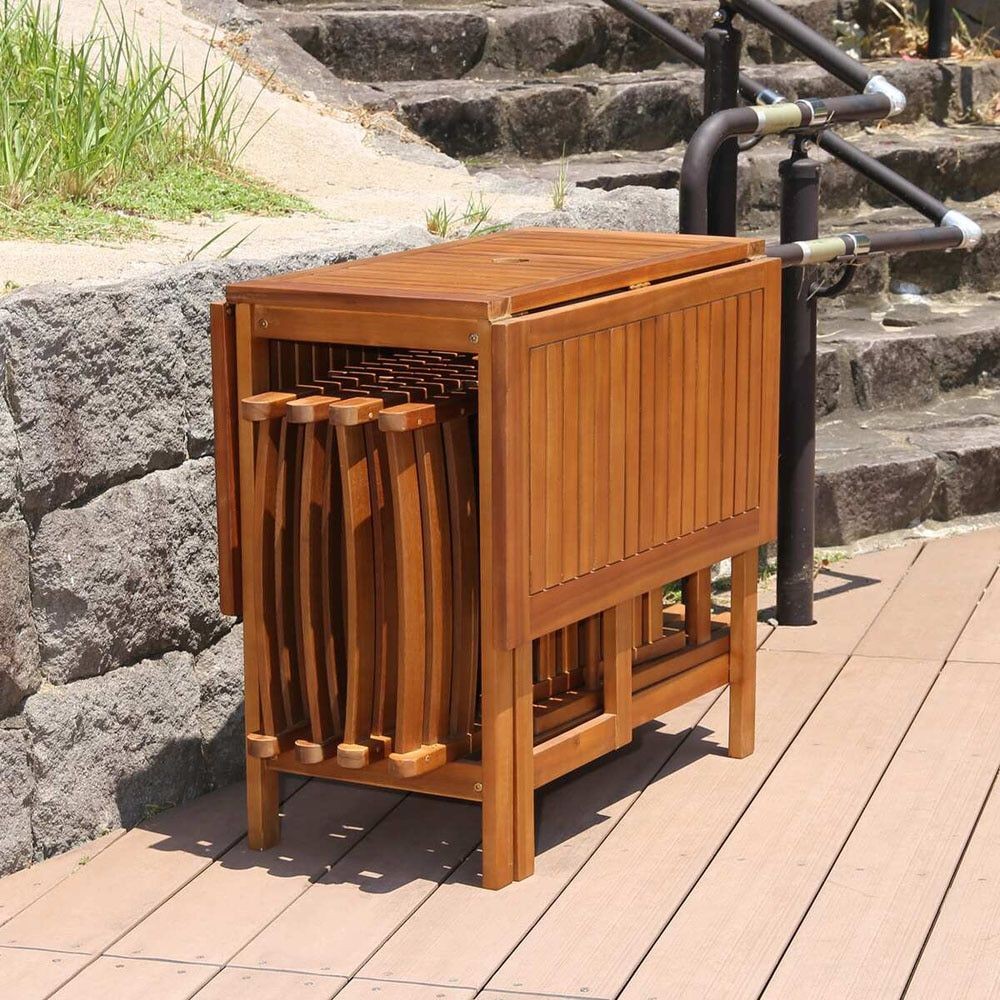 バタフライテーブル＆チェアー5点ＳＥＴ【メーカー直送・代引不可】, ブラウン, 5点セット