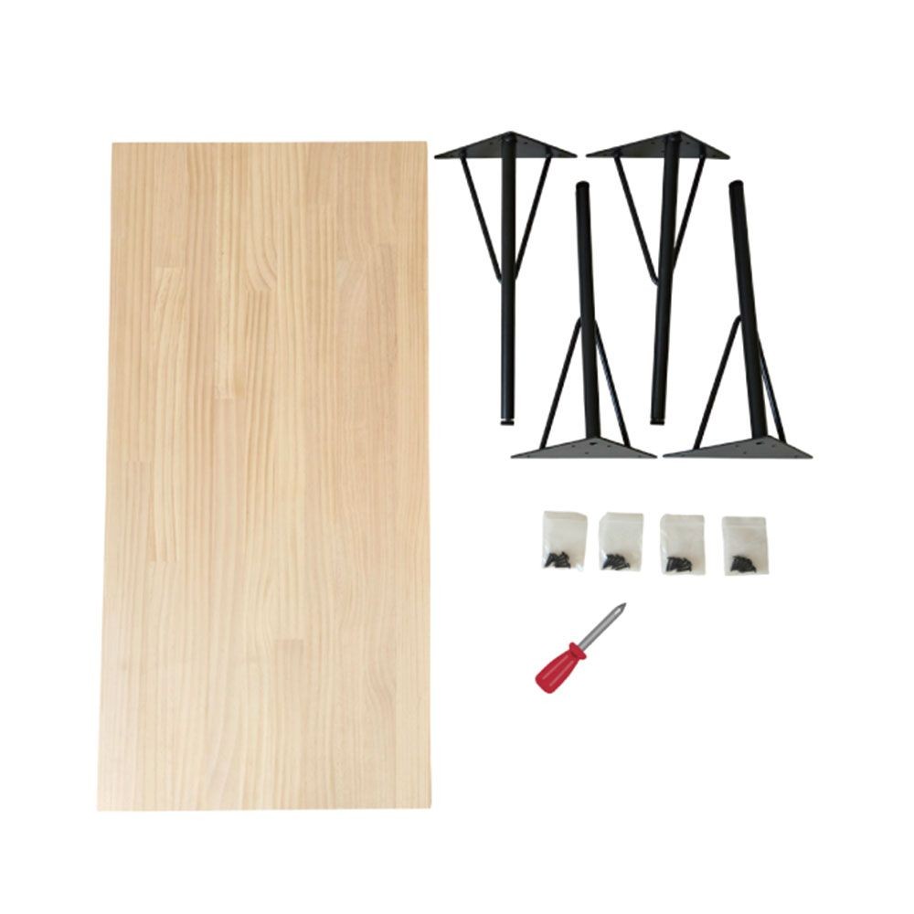 パイン修正材スチール脚付　テーブルキットセット　板サイズ900&times;440&times;25mm　脚サイズ375mm, パイン(900&times;440), 375mm脚