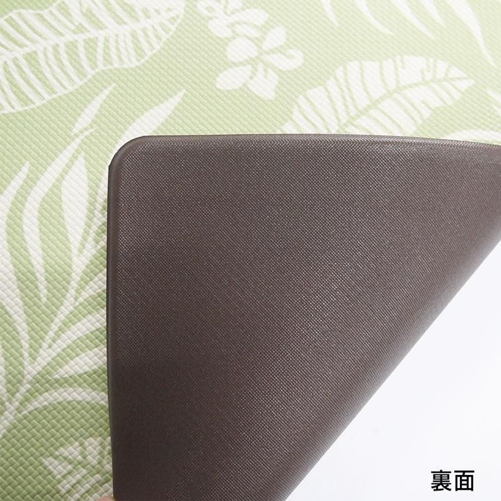 水拭きできる防炎キッチンマット　リーフ柄, リーフ（50×120）, 50×120cm
