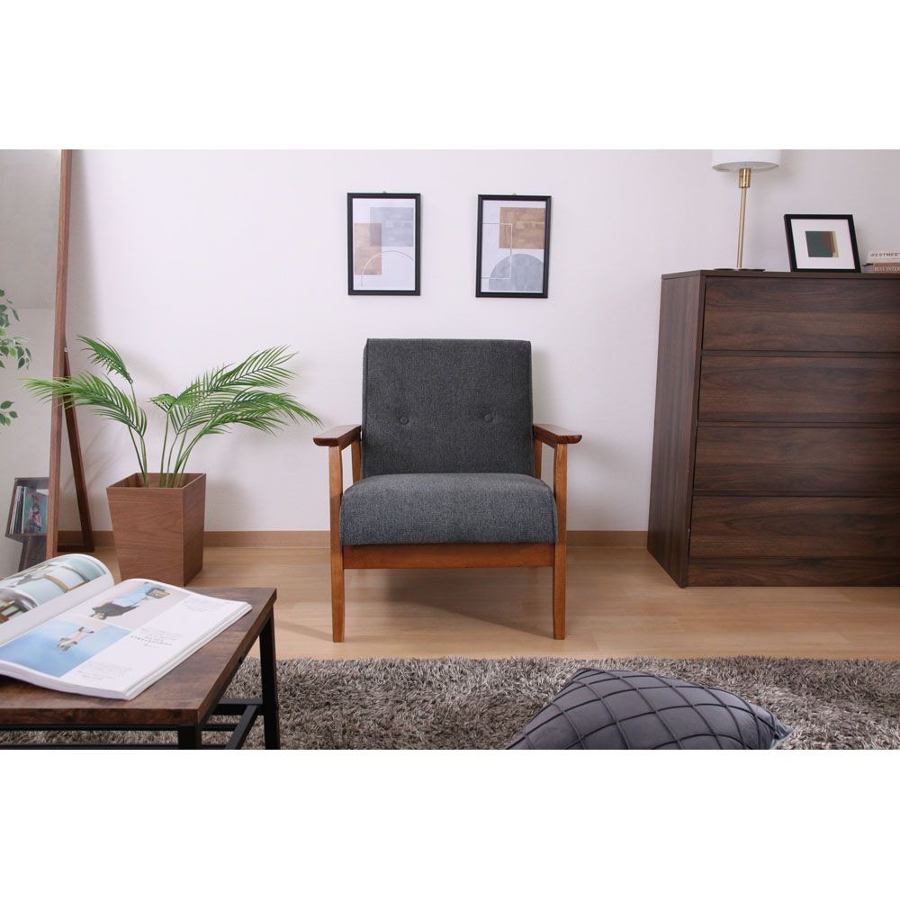 不二貿易 厚手ファブリックソファ　ミート　１Ｐ　ＧＹ【メーカー直送・代引不可】, グレー, 幅640mm&times;奥行720mm&times;高さ700mm