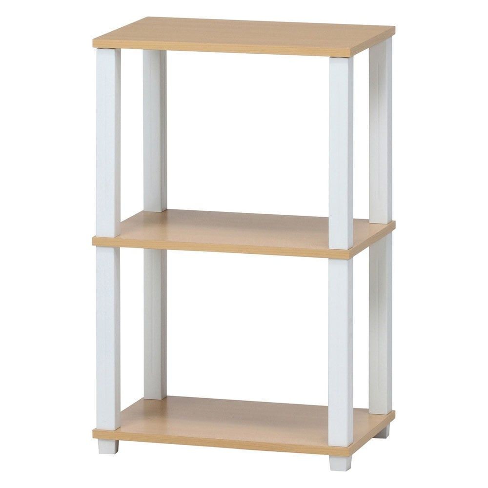 不二貿易 フィット 3段ラック【メーカー直送・代引不可】, ナチュラル&times;ホワイト, 幅470mm
