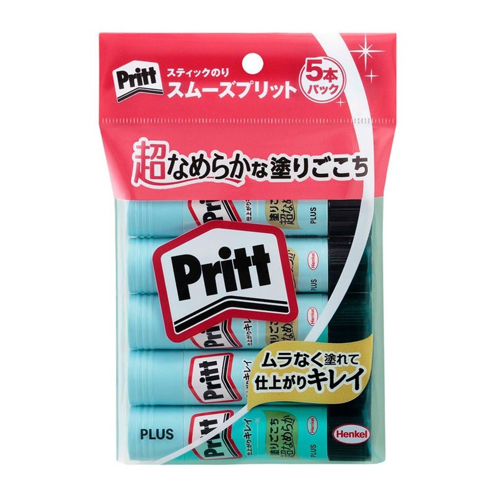 プラス　スティックのりスムーズプリットレギュラー5本パック, その他カラー１, レギュラー