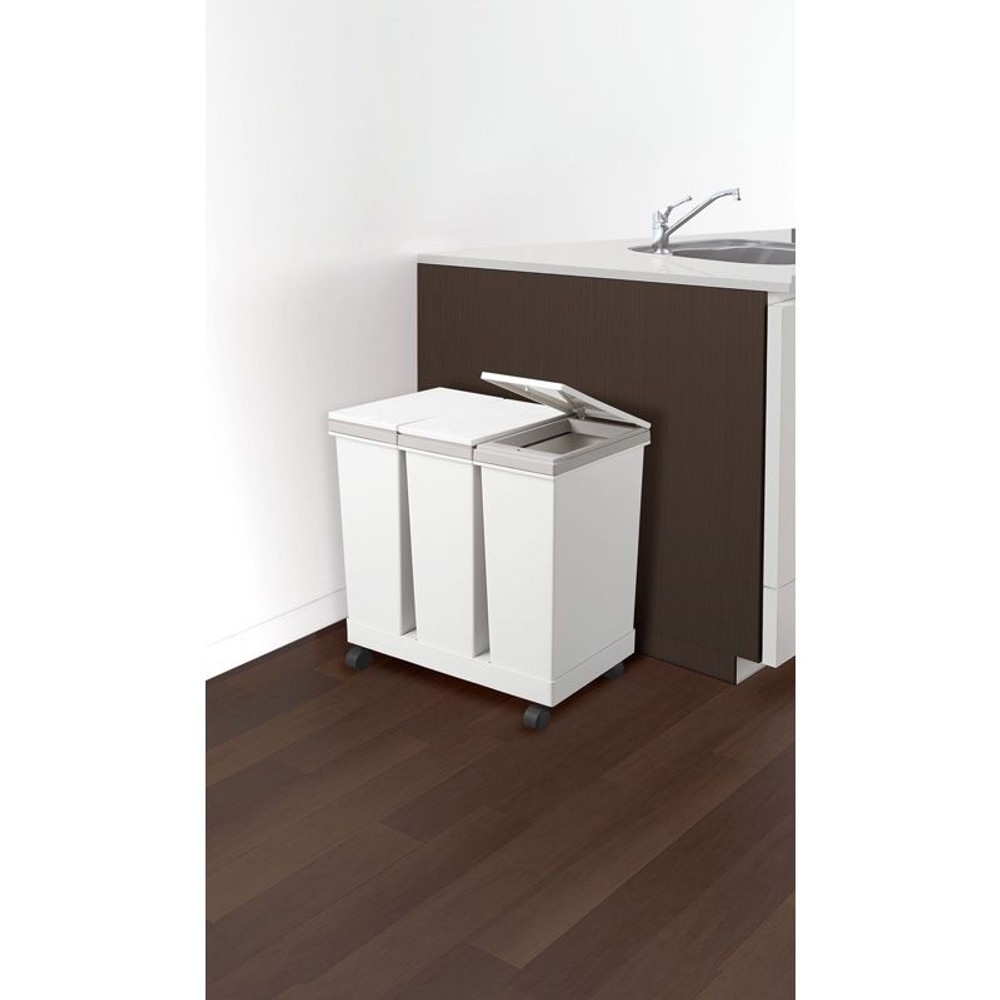 横型3分別ワゴンペール　60Ｌ, ホワイト, 60L