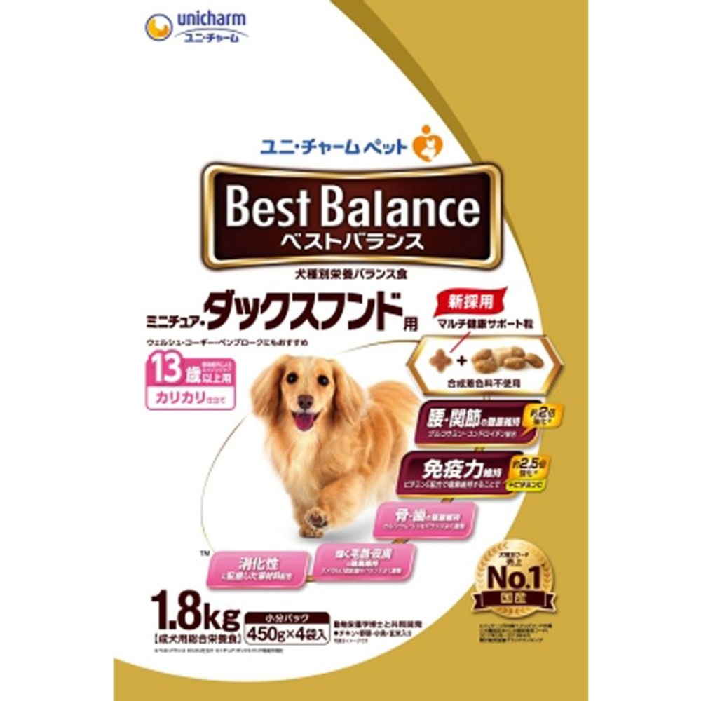 ユニチャーム　ベストバランス　ダックス13歳　1．8ｋｇ, ダックスフンド13歳以上, 450g&times;4袋