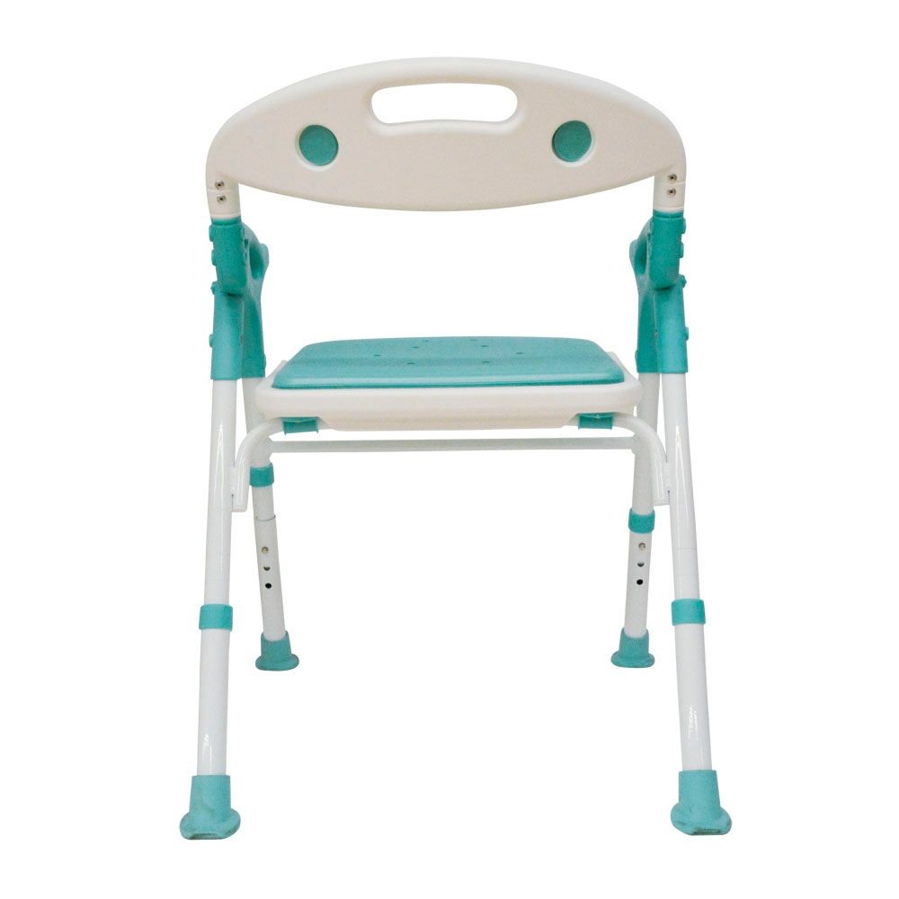 折畳みシャワーチェア楽湯7550ＳＴ　ライトグリーン, ブルー, 高さ66〜71cm