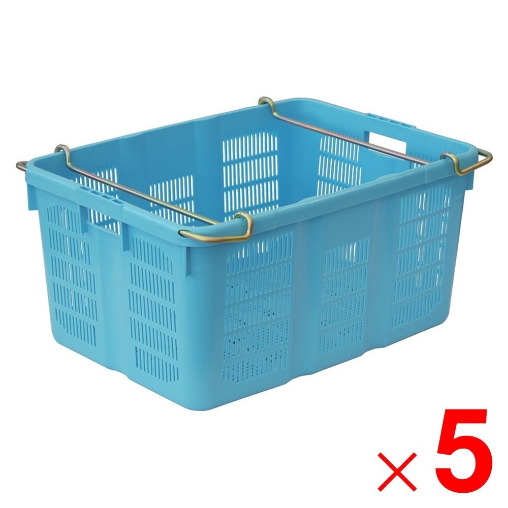 サンコー サンテナー A#90K ハンドル付 ライトブルー 109001-01 &times;5個セット【メーカー直送・代引不可】【法人限定】, ライトブルー, 5P