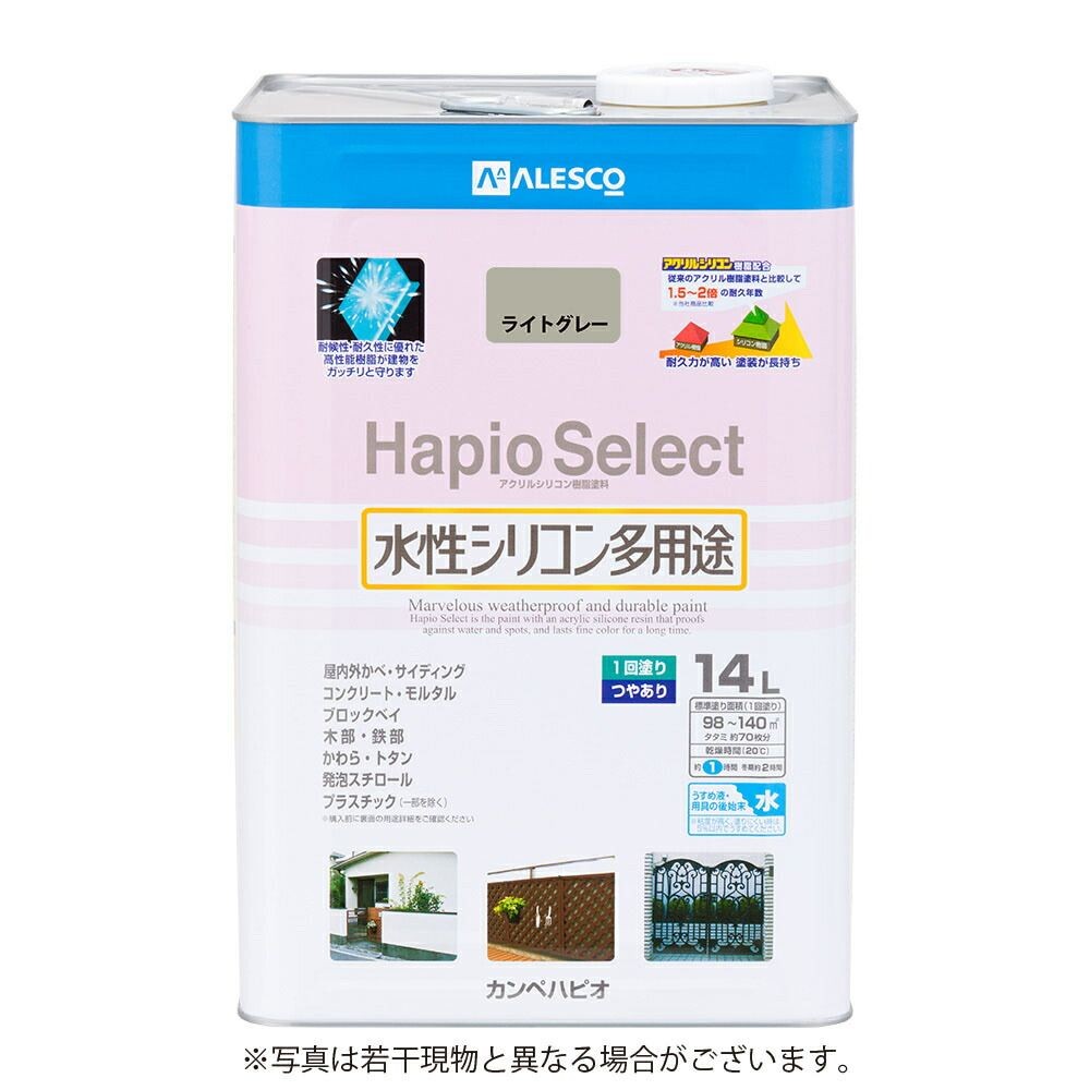 カンペハピオ　水性シリコン多用途塗料　つやあり　ハピオセレクト, 白, 14L