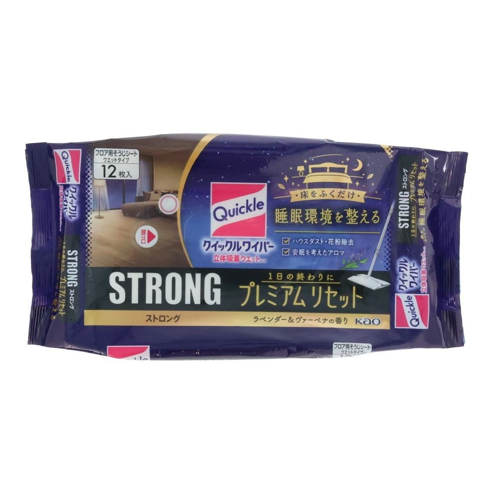 クイックルワイパー 立体吸着ウエットシート ストロング プレミアムリセット 12枚入, ラベンダー＆ヴァーベナの香り, 12枚入り