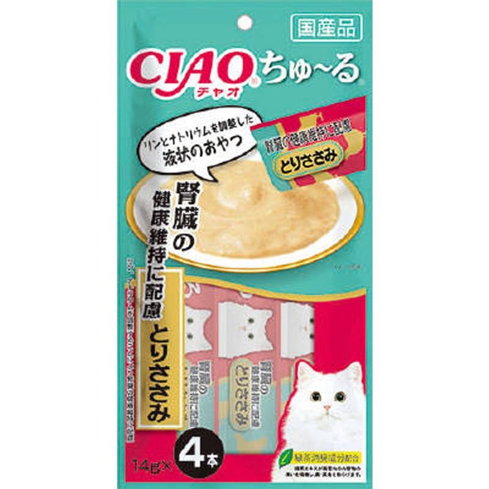 ちゅ〜る　腎臓の健康維持に配慮　とりささみ　4本入り, 腎臓配慮 とりささみ, 14g&times;4本