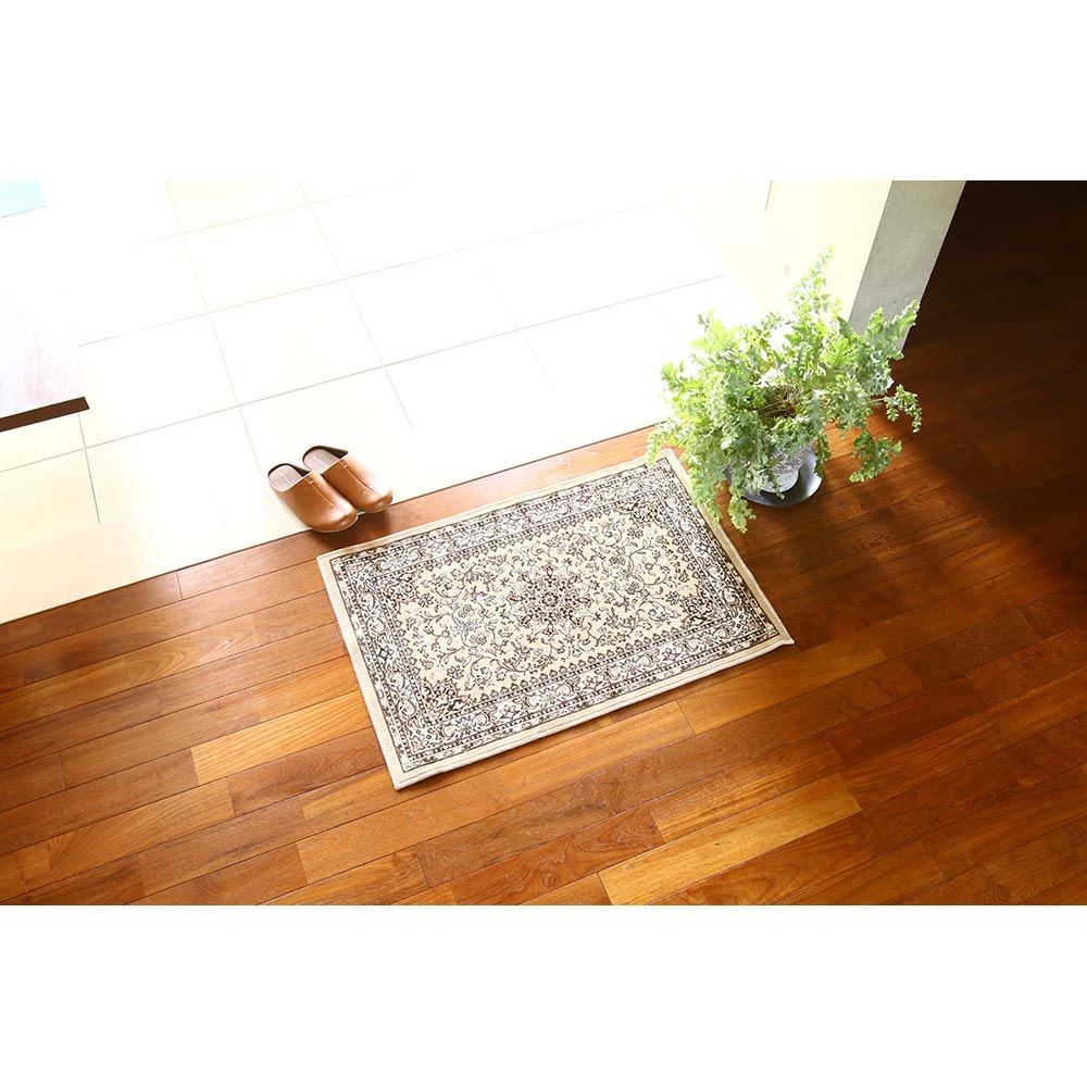 洗える・すべりにくい・抗菌防臭・床暖房対応 67&times;110cm 国産モケットマット SNM ベージュ, ベージュ, 67&times;110cm