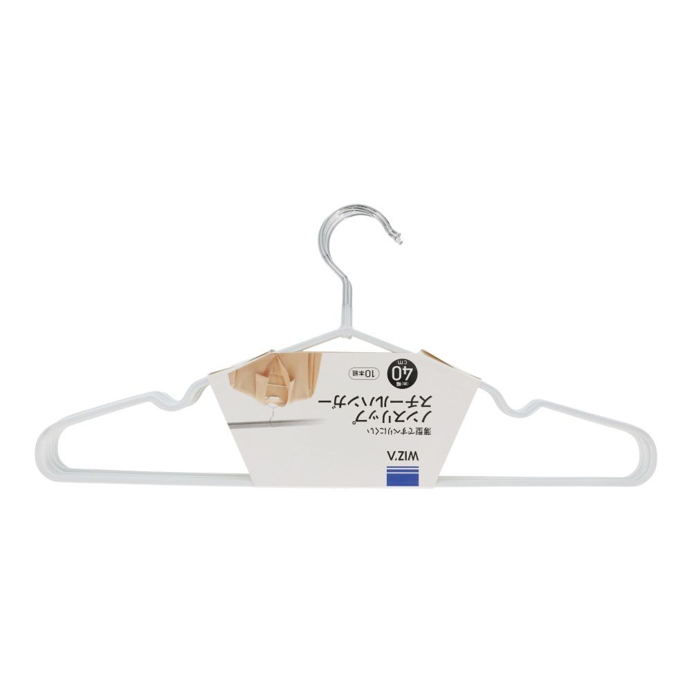 WIZ'A ウィザ 薄型ですべりにくいノンスリップスチールハンガー10本組, ホワイト, 約幅40cm&times;10本組