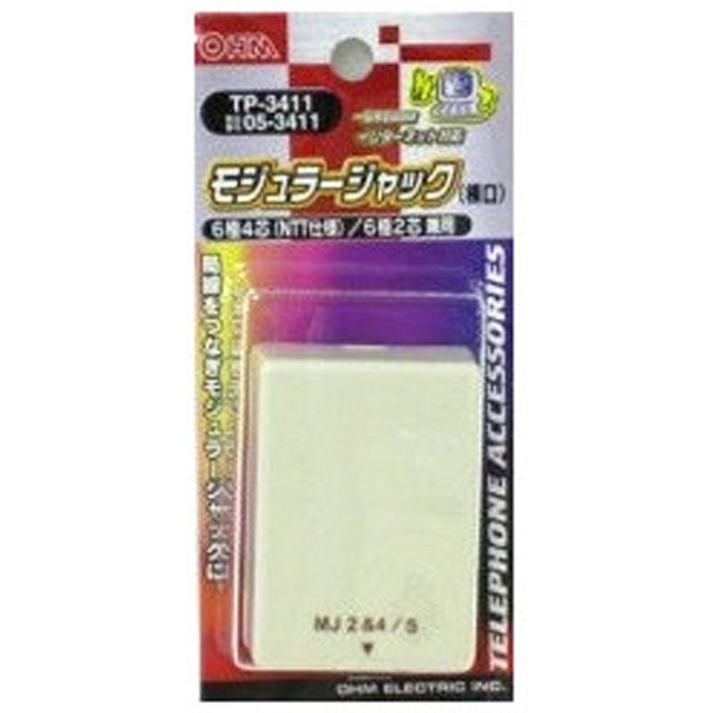 ＯＨＭ　モジュラージャック　ＭＪーＳ　ＩＶ, 6極4芯／6極2芯兼用, TP-3411