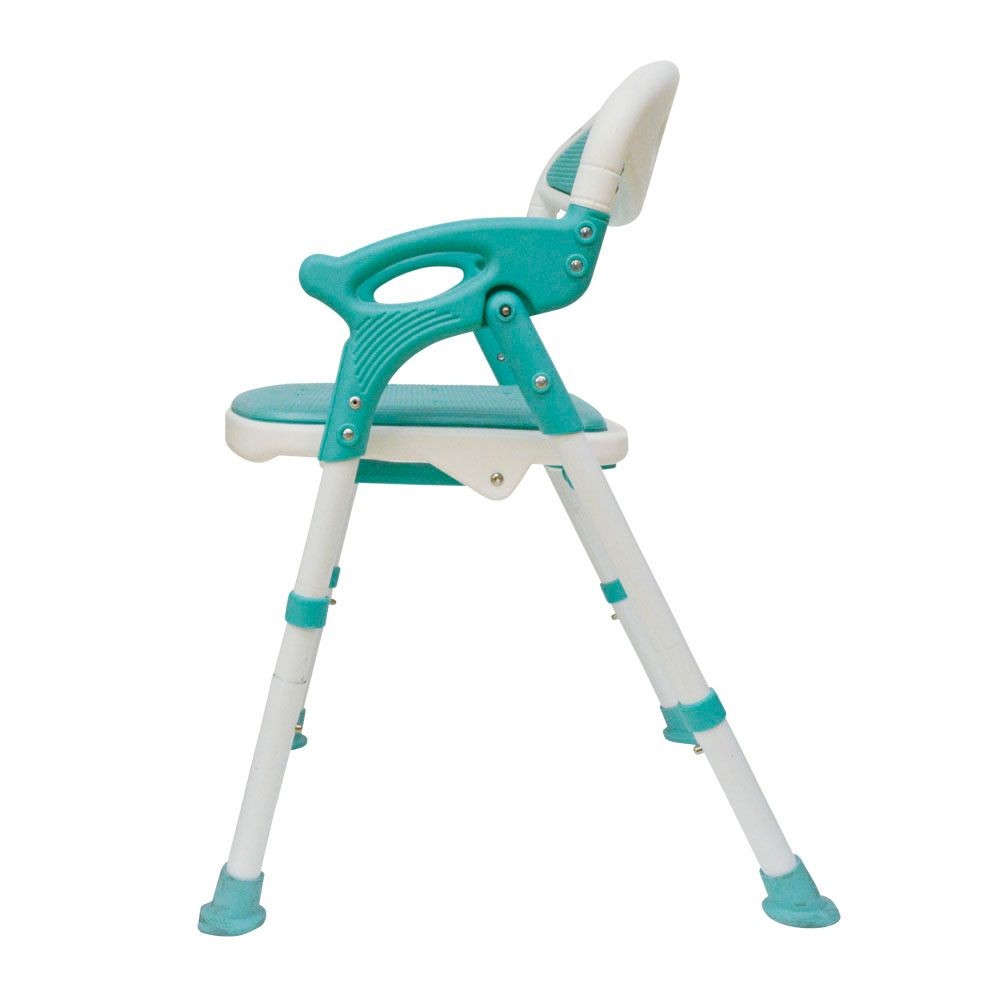 折畳みシャワーチェア楽湯7550ＳＴ　ライトグリーン, ブルー, 高さ66〜71cm