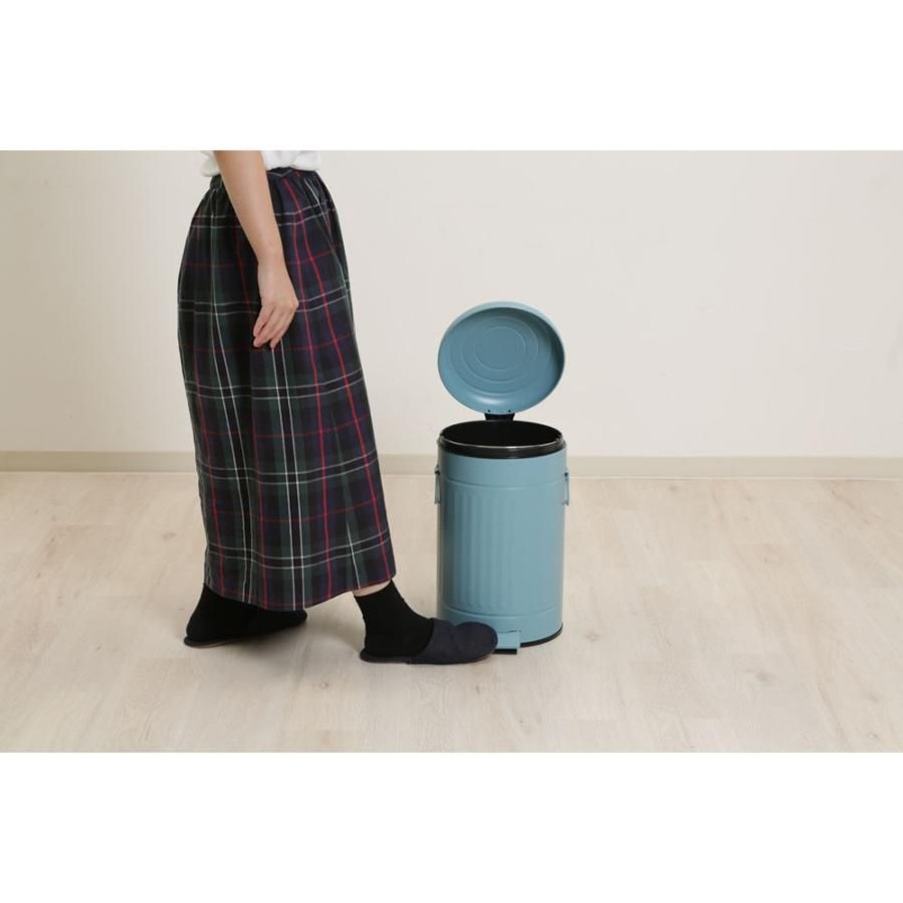 スチール　ラウンドペダルペール　12Ｌ【メーカー直送 代引不可】, スモークブルー, 12L