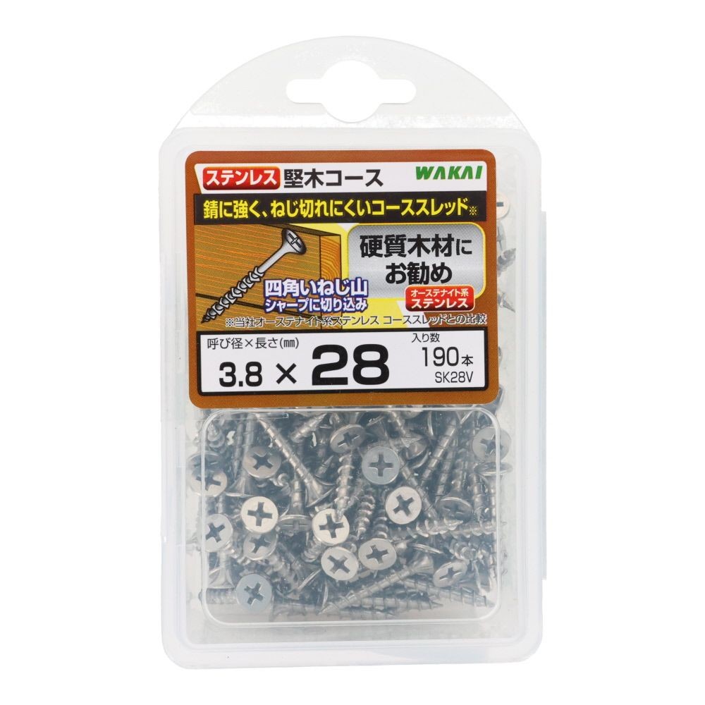 ＷＡＫＡＩ　堅木コース　バリューパック　３．８&times;２８, ビス, 190本入り