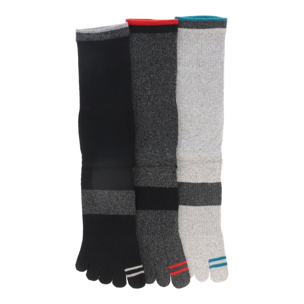 WIZ'A ウィザ ニオイを抑える靴下　五本指　３足組　25-27cm　ミドル丈, アソート, 25〜27cm