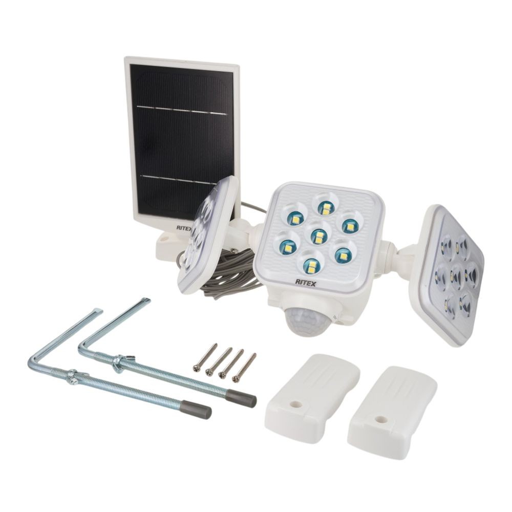 ５Ｗ３灯　フリーアーム式LEDソーラーセンサーライト　ＬＳー３３０, 白, LS-330