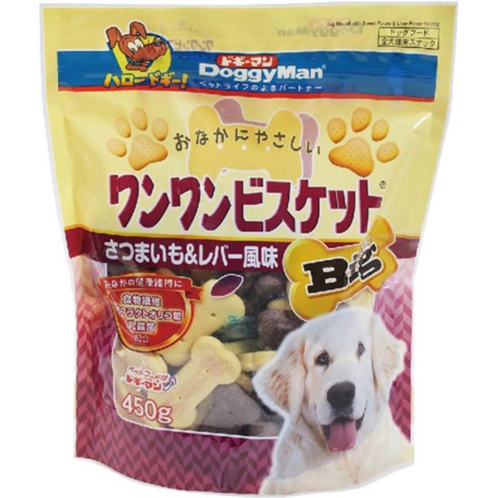 ワンワンビスケットＢｉｇ　さつまいも＆レバー風味　450ｇ, さつまいも＆レバー, 450g