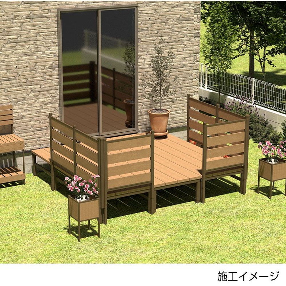 人工木ユニットデッキ9090　約894ｘ894ｘ450ｍｍ, ブラウン, 約894ｘ894ｘ450ｍｍ