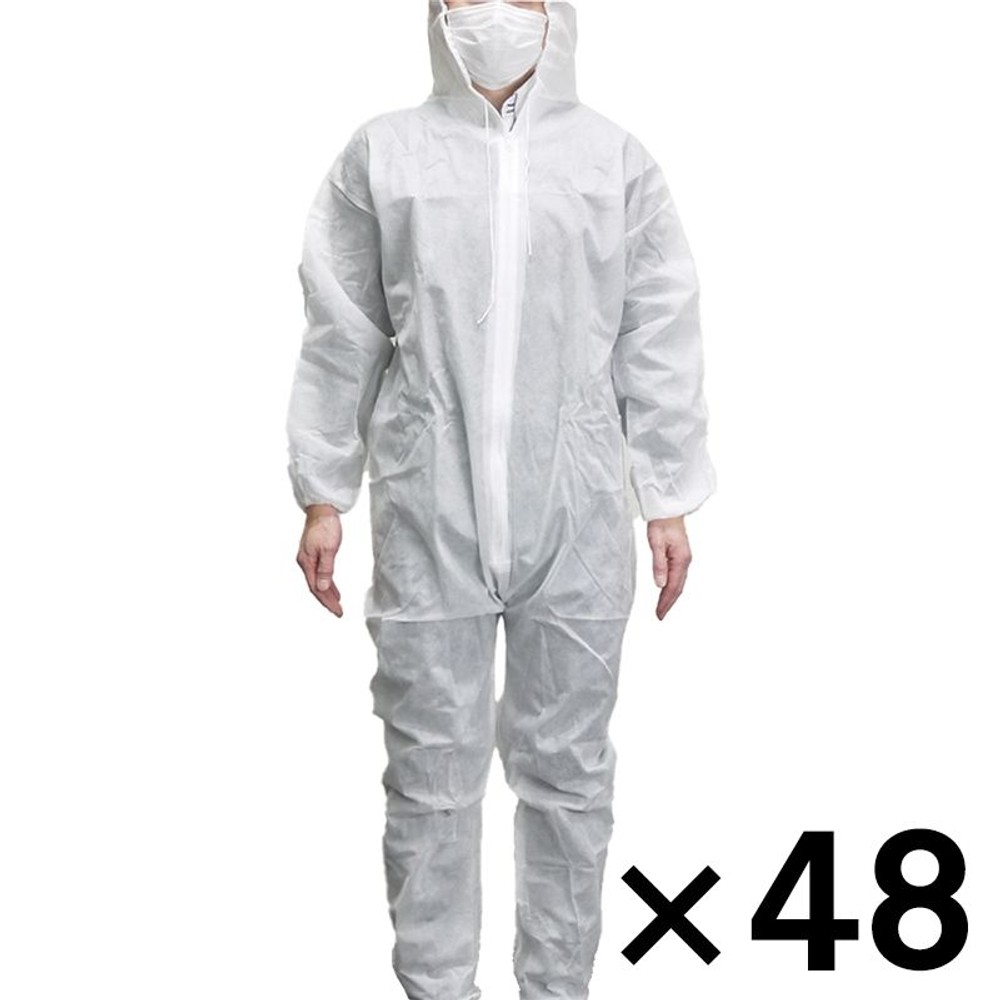 不織布つなぎ服 &times;48着セット, ホワイト（3L）, Mサイズ