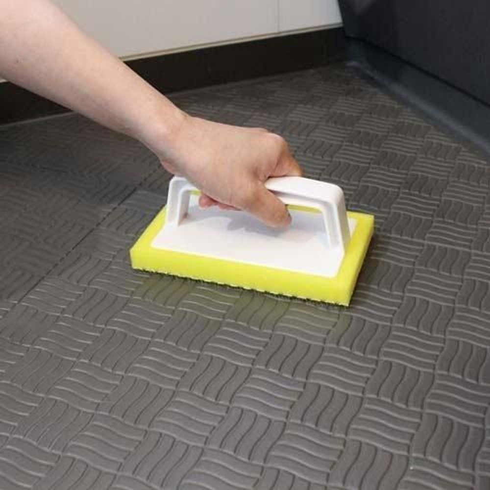 アズマ　お風呂床用 ブラシスポG 凸凹した床用 ハンドルタイプ BT751, イエロー, 約10×16.5×高さ7cm