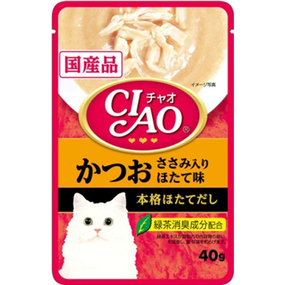 ＣＩＡＯパウチ　かつお　ささみ入りほたて味　40ｇ, ささみ入り ほたて味, 40g