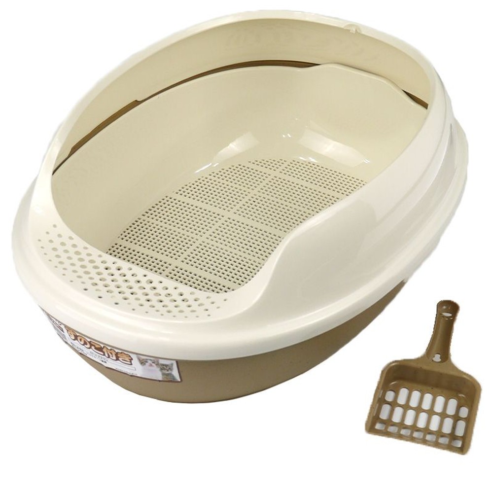 猫用トイレ　　ハーフカバースノコ付きタイプ　ブラウン, ブラウン, 幅３８０&times;奥行５００&times;高さ２００ｍｍ