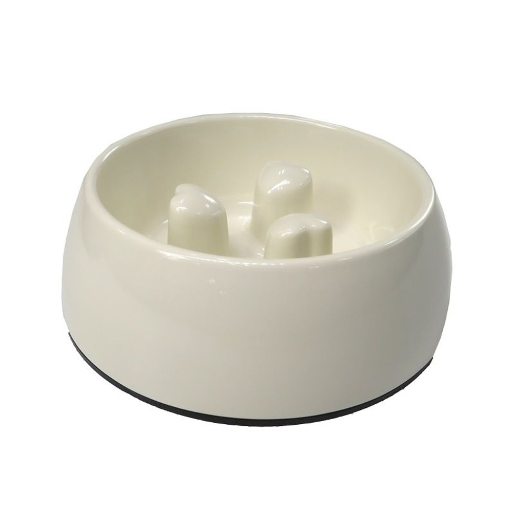 ペット用メラミン食器ゆっくり食べ用凸付き, ピンク, Sサイズ