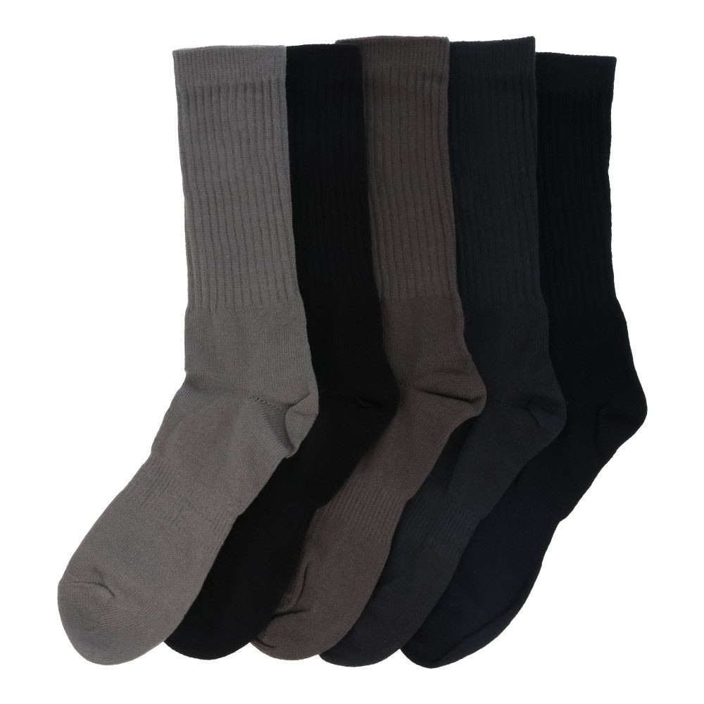 WIZ'A ウィザ のびのびソックス 先丸 ５足組　カラー　25-27cm ミドル丈, 5色アソート, 25〜27cm