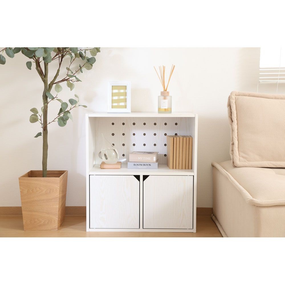 不二貿易 連結できる収納ボックス　オーク　ＷＨ【メーカー直送・代引不可】, ホワイト, 幅600mm&times;奥行290mm&times;高さ646mm