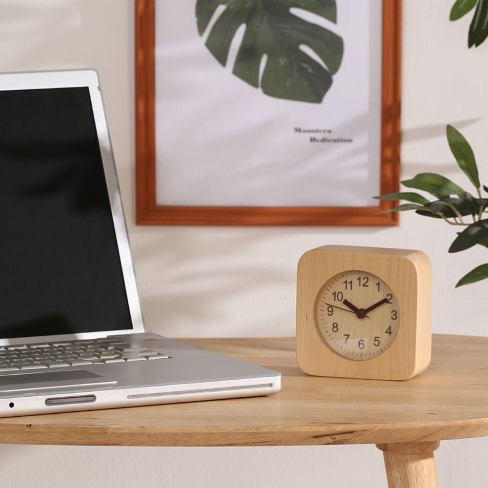 置時計　ウッド　スクエア, ホワイト, その他サイズ１