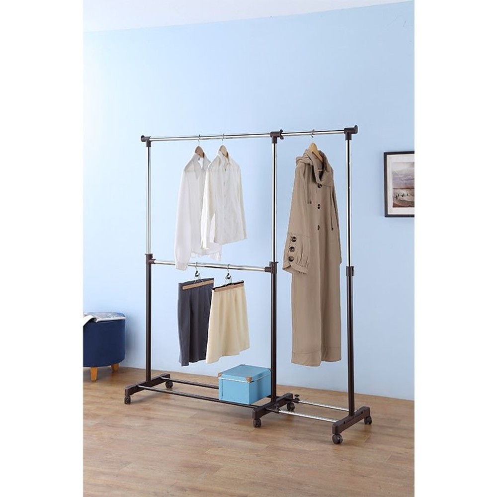 幅高さが変えられるハンガーラック, シルバー/ブラウン（s）, シングル