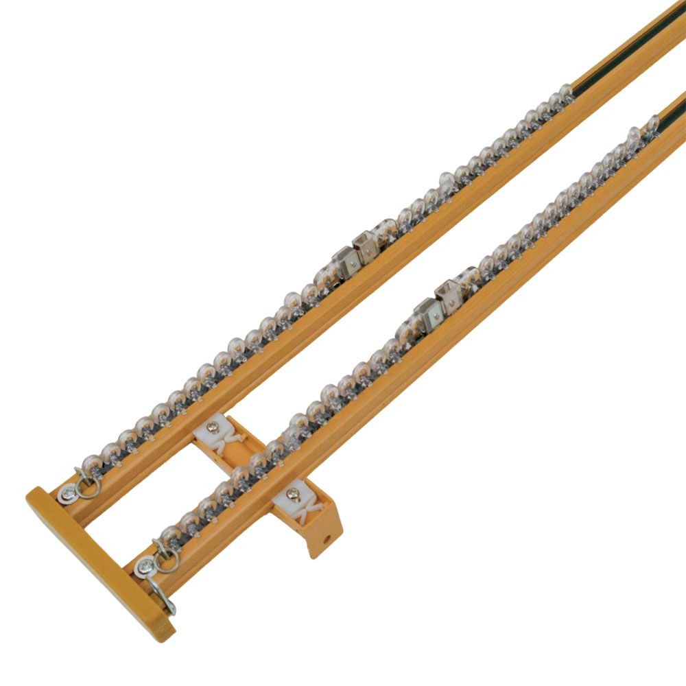 伸縮角型カーテンレール　４．０ｍ用ダブル, 木目ホワイト, 4.0ｍ用ダブル