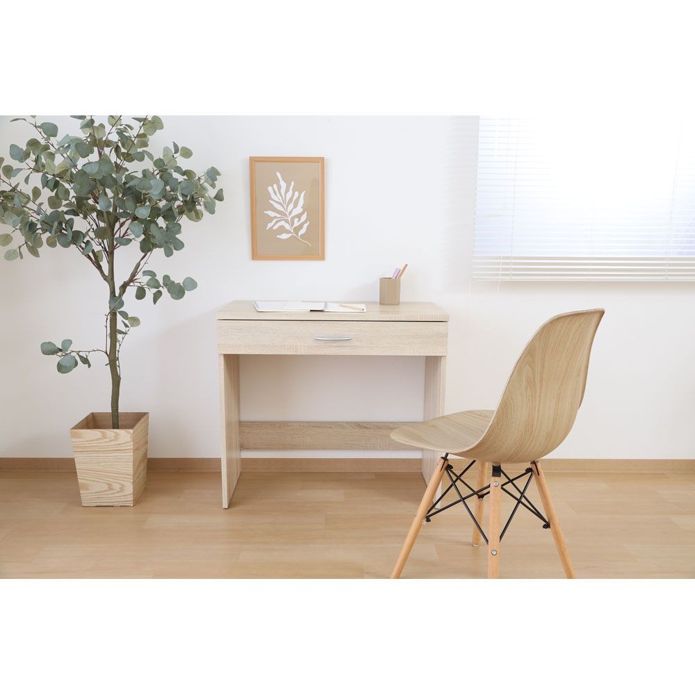 不二貿易 引き出し付きデスク　オーク【メーカー直送・代引不可】, オーク, 幅800mm&times;奥行415mm&times;高さ720mm