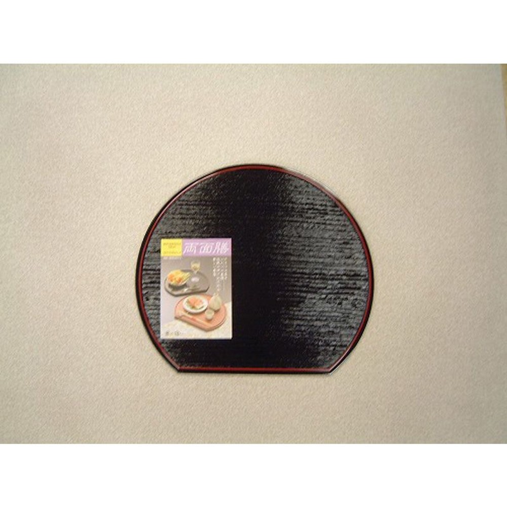 花光　半月両面膳　杉杢　36cm, 赤/黒, -